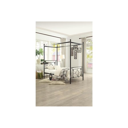 Home Elegance 77 in. Twin Size Hosta Metal Canopy Platform Bed with Round Post - Vintage 1758T-1